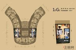 【1号楼G户型】1室1厅1卫1厨1阳台