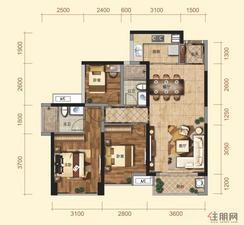 【3室2厅1厨2卫1栋1单元02户型】3室2厅2卫1厨1阳台