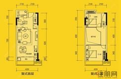 【敏捷星悦国际B户型】2室2厅1卫1厨1阳台