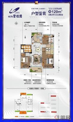 【YJ115户型图 约120㎡】3室2厅2卫1厨2阳台