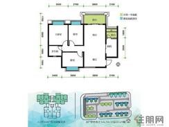 【D户型】3室2厅1卫1厨2阳台