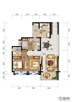 【户型3】3室2厅2卫1厨2阳台