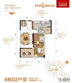 【6栋02户型】2室2厅1卫1厨2阳台