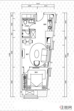 【户型3】1室2厅1卫1厨
