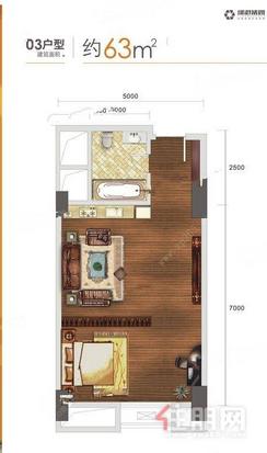 【公寓63㎡户型】1室1厅1卫1厨