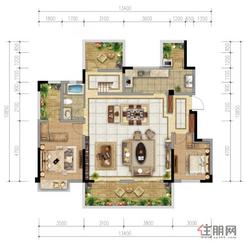 【洋房Y-2户型（1）175㎡】2室2厅1卫1厨4阳台