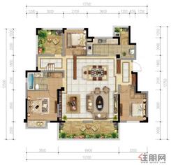 【洋房Y-4户型（1）194㎡】3室2厅1卫1厨3阳台