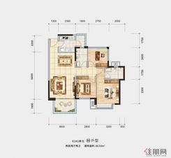 【61#01单元03 88.14㎡】2室2厅2卫1厨2阳台