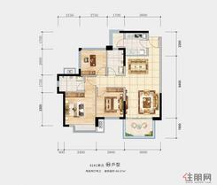 【61#01单元04 88.16㎡】2室2厅2卫1厨2阳台