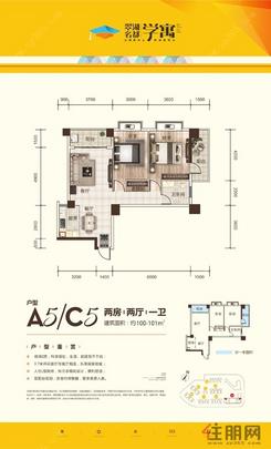 【学寓1#A5/C5 100-101㎡】2室2厅1卫1厨2阳台