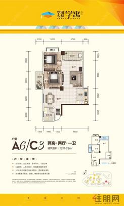 【学寓1#A6/C3 91-92㎡】2室2厅1卫1厨2阳台