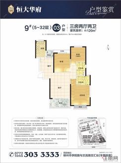 【9#03户型】3室2厅2卫1厨2阳台