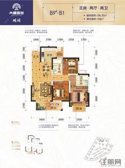 【B9#-B1户型】3室2厅2卫1厨2阳台