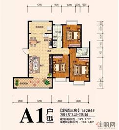 【A1户型】3室2厅2卫1厨2阳台