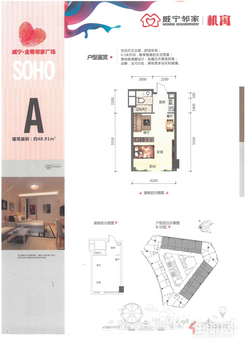 【A户型48.91㎡】1室2厅1卫1厨1阳台