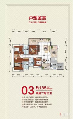 【C18】4室2厅3卫1厨3阳台