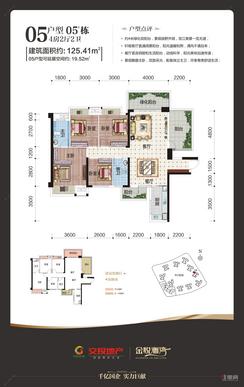 【金悦澜湾05#125㎡户型图】4室2厅2卫1厨3阳台