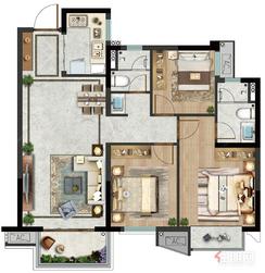 【95㎡】3室2厅2卫1厨1阳台