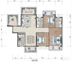【天境B户型108㎡三房】3室2厅2卫1厨3阳台