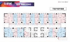 【B栋SOHO下层户型平面图】