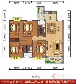 【136-146㎡户型图】4室2厅2卫1厨2阳台