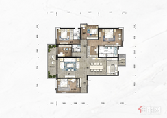 【J户型 223平方米】5室2厅3卫1厨2阳台