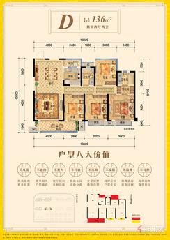 【D户型】4室2厅2卫1厨1阳台