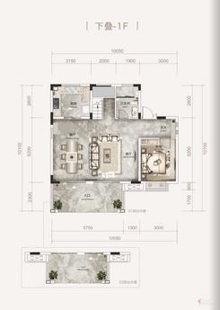 【下叠（约185㎡） -1F】5室2厅3卫1厨3阳台