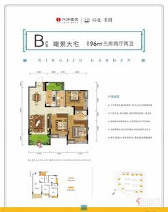 【B户型】3室2厅2卫1厨2阳台
