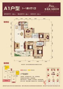 【幸福里·书香学府A1户型】4室2厅2卫