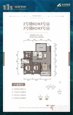 【2#2.3号房/3#2.3号房户型】3室2厅2卫1厨1阳台