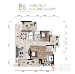 【3+2房B户型】5室2厅2卫1厨3阳台