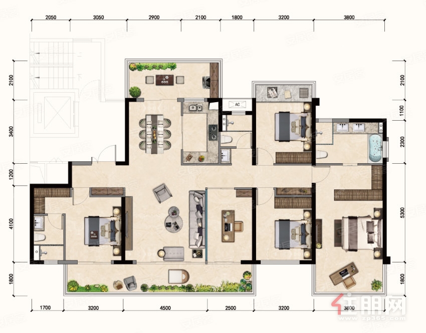 190㎡洋房大户型-建发央玺户型_建发央玺配套,房价-南宁住朋网-住朋网 买房卖房好帮手