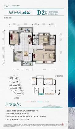【观山苑D2户型】4室2厅2卫1厨2阳台
