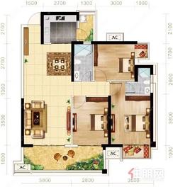 【B区103㎡03/05户型】3室2厅2卫1厨1阳台