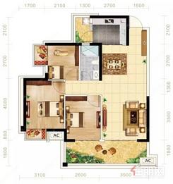 【B区2#楼93㎡05户型】3室2厅2卫1厨1阳台