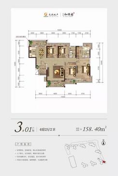 【3#01户型158.40㎡】4室2厅2卫1厨4阳台