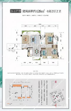 【D1户型128㎡】4室2厅2阳台