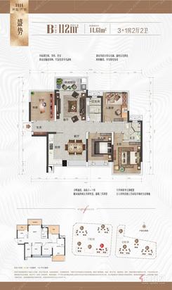 【B户型】3室2厅2卫1厨2阳台