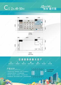 【2#C户型48-50㎡】1室2厅1卫1厨
