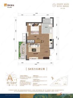 【A-1户型54㎡】1室1厅1卫1厨1阳台