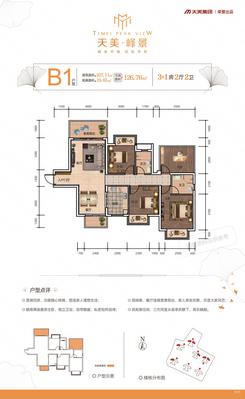 【B1户型107.11㎡】3室2厅2卫1厨2阳台