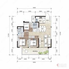 【95㎡户型】3室2厅2卫1厨1阳台