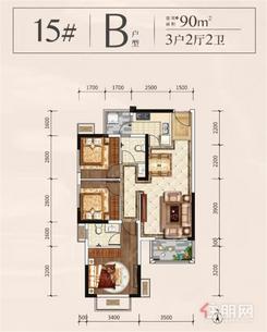 【锦绣铭城90㎡户型】3室2厅2卫1厨1阳台