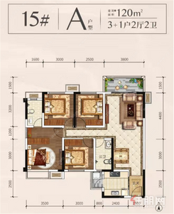 【锦绣铭城120㎡户型】4室2厅2卫1厨1阳台