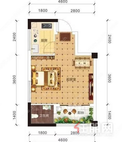 【公寓38.39㎡户型】1室1厅1卫1厨1阳台