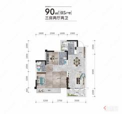 【05户型90㎡】3室2厅2卫1厨2阳台