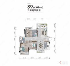 【01户型89㎡】3室2厅2卫1厨2阳台