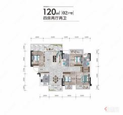 【02户型120㎡】4室2厅2卫1厨2阳台