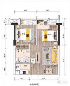 【LOFT60㎡B户型】2室1厅1卫